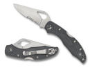 Spyderco Meadowlark 2 8Cr13MoV 2.875in Steel Combo Edge Blade FRN Handles - Gray