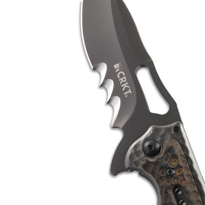 CRKT 5471K Fossil (Black) Flavio Ikoma Designed Folding Knife with Veff Serrations (3.96 Inch Blade)