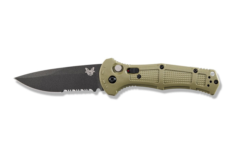 Benchmade 9070SBK-1 Claymore Automatic Folding Knife 3.60in Cobalt Black Serrated D2 Steel Blade