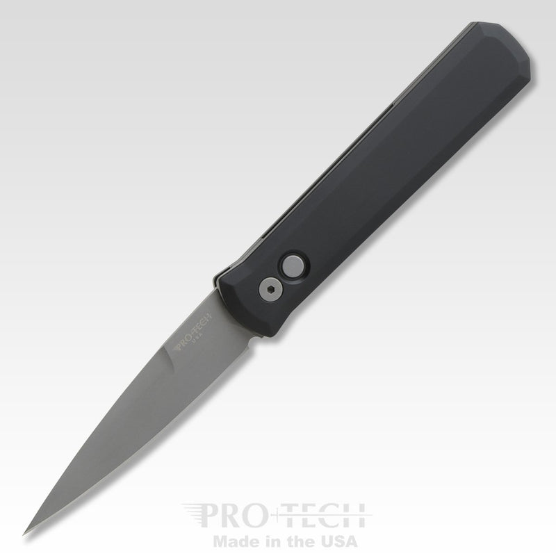 Pro-Tech 920 Godfather Stiletto Folding Knife Black Handle 4in 154cm Steel Blade