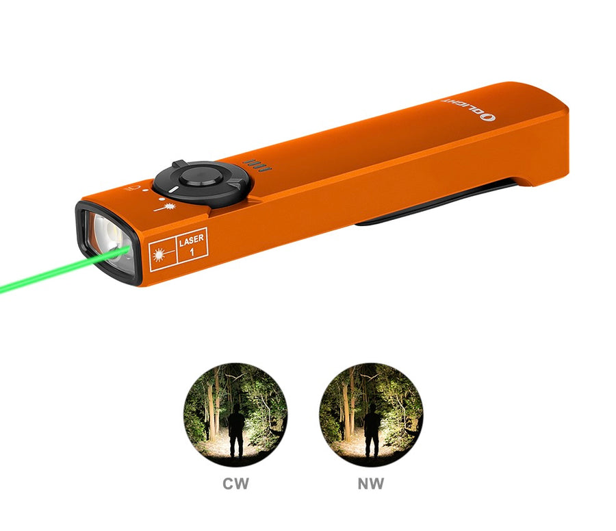 Olight Arkfeld Flat Flashlight with Green Laser & White Light