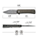 CIVIVI Relic Folding Knife C20077B-DS1 3.48 in Damascus Blade Dark Green Micarta Handle