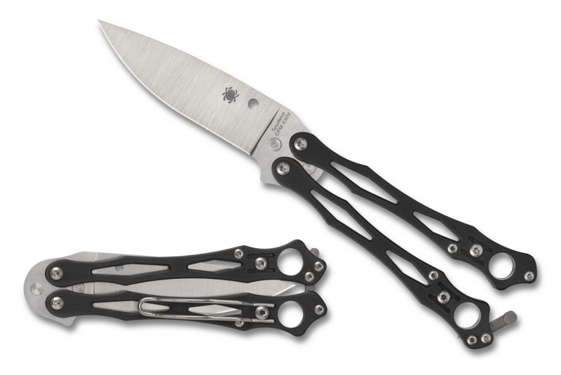 Spyderco Small Fly 2 Balisong Knife Black G10 Handles 3.37in S30V Steel Blade - B02G2