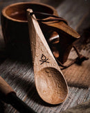 Uberleben Kanu Handcrafted Wooden Spoon w/ Leather Lanyard and Micro Carabiner