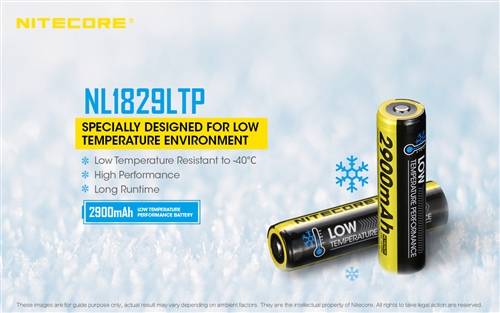 Nitecore Nl1829LTP Low Temp Resistant Rechargeable 18650 Li-Ion Battery 2900MAH