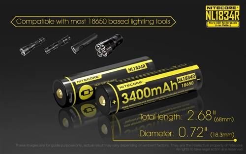 Nitecore NL1834R High Capacity 3400MAH USB Rechargeable 18650 Battery