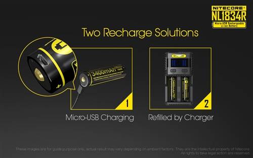 Nitecore NL1834R High Capacity 3400MAH USB Rechargeable 18650 Battery