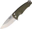 Medford Smooth Criminal Button Lock Folding Knife 3in S35VN Stainless Blade Green Anodized Aluminum Handle