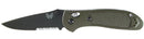 Benchmade Griptilian 551SBKOD front view – 3.45" black 154CM drop point combo edge folding knife with olive drab handle