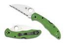 Spyderco C88FSWCGR2 Salt 2 Green Lockback Folding Knife Wharncliffe 3in LC200N Steel Serrated Blade
