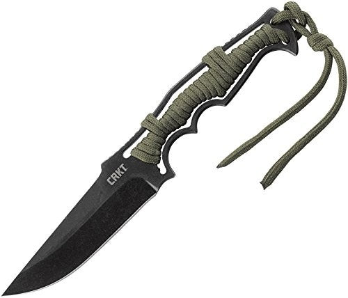 CRKT Tighe Breaker Fixed Blade Knife Green Paracord (4.25" Black Stonewash)1110