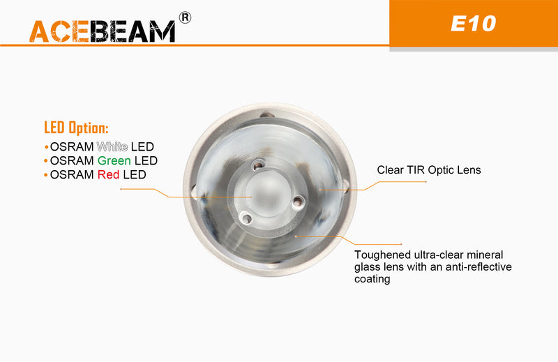 Acebeam E10 1050 Lumen Compact Green LED Flashlight Over 2,214 Feet of Throw