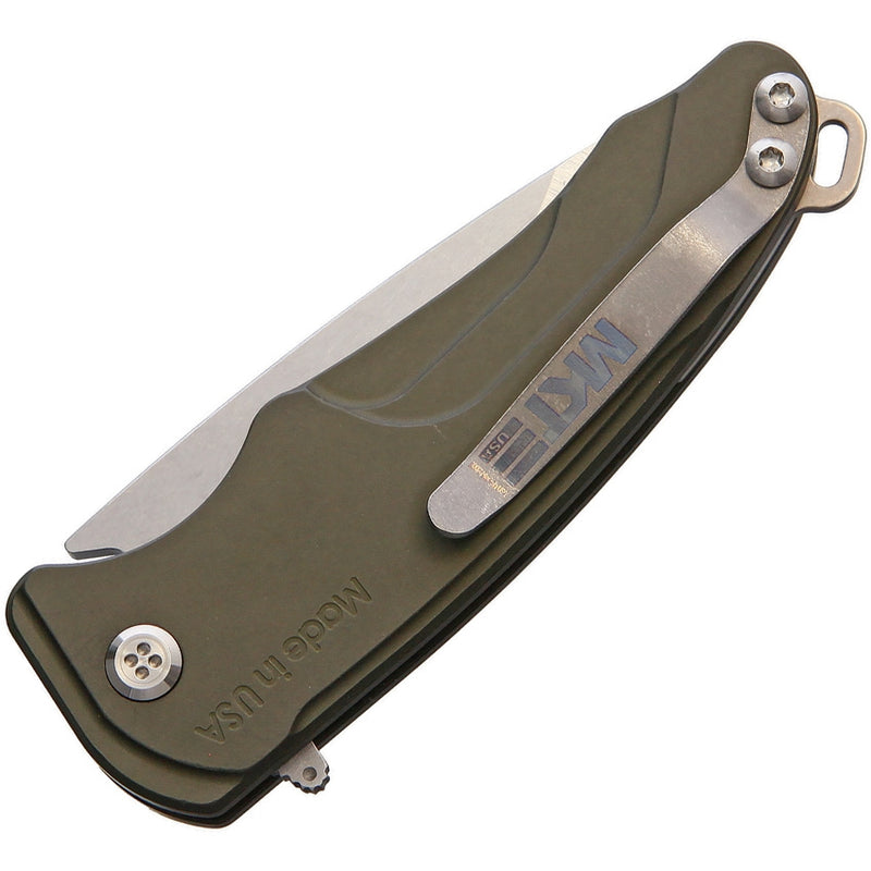 Medford Smooth Criminal Button Lock Folding Knife 3in S35VN Stainless Blade Green Anodized Aluminum Handle