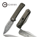 CIVIVI Relic Folding Knife C20077B-DS1 3.48 in Damascus Blade Dark Green Micarta Handle