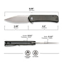 CIVIVI Relic Folding Knife C20077B3 3.48" Gray Stonewashed Nitro-V Blade Dark Green Micarta Handle