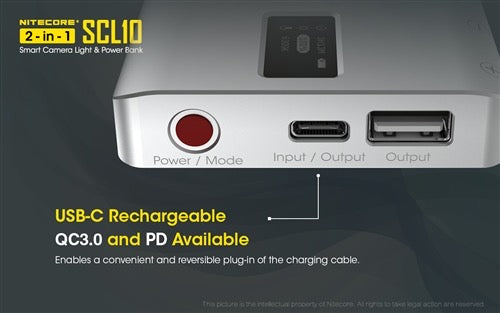 Nitecore SCL10 800 Lumen Multifunctional USB-C Rechargeable Camera Light