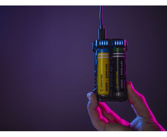 Armytek Handy C2 VE Charger / 2ch / LED indication / Input 5V USB Type C / Output 2x2A / Powerbank 2.5A / for IMR/Li-Ion