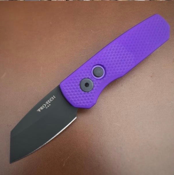 ProTech R5406-Purple Runt 5 Folding Knife DLC Magnacut Blade Textured Purple Handles