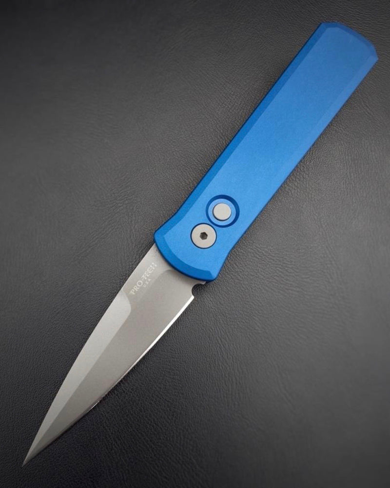 ProTech 720-BLUE Godson Folding Knife Blue Aluminum Handles 3.15in 154cm Steel Blade