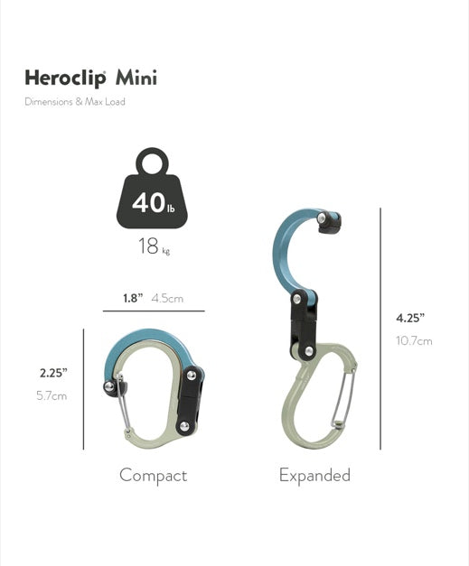 Heroclip Mini Adjustable Carabiner/Hanger - Supports up to 40 lbs