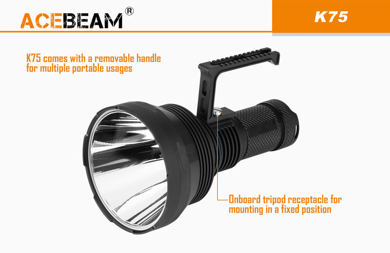 Acebeam K75 6300 Lumen Flashlight - 1xLUMINUS SBT-90-GEN2 LED 4*18650 Batteries Preinstalled