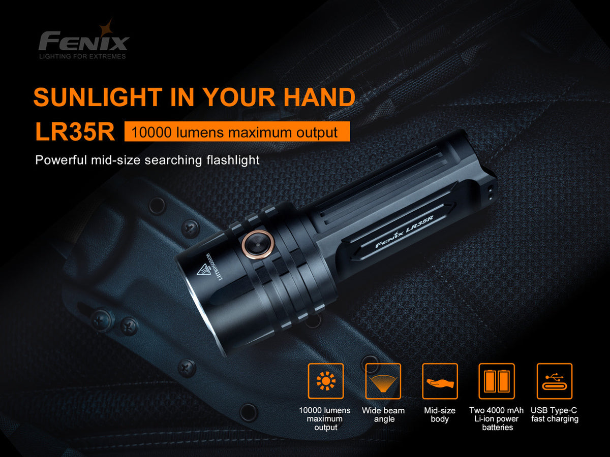 Fenix LR35R 10,000 Lumen Type-C Rechargeable Flashlight 2 * 21700 Batt