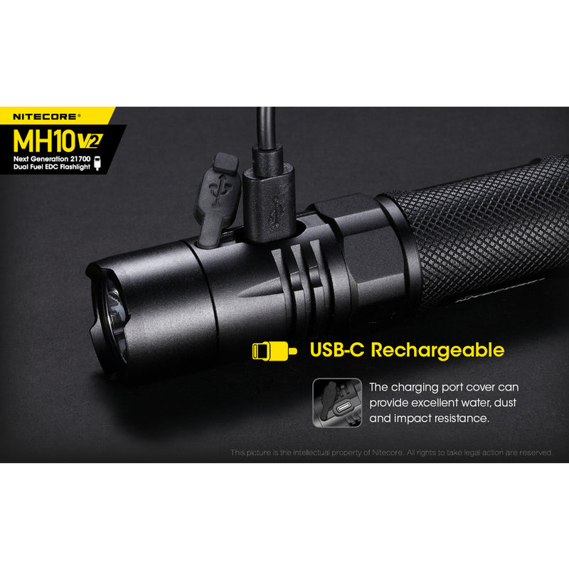NITECORE MH10 v2 1200 Lumen USB-C Rechargeable Flashlight