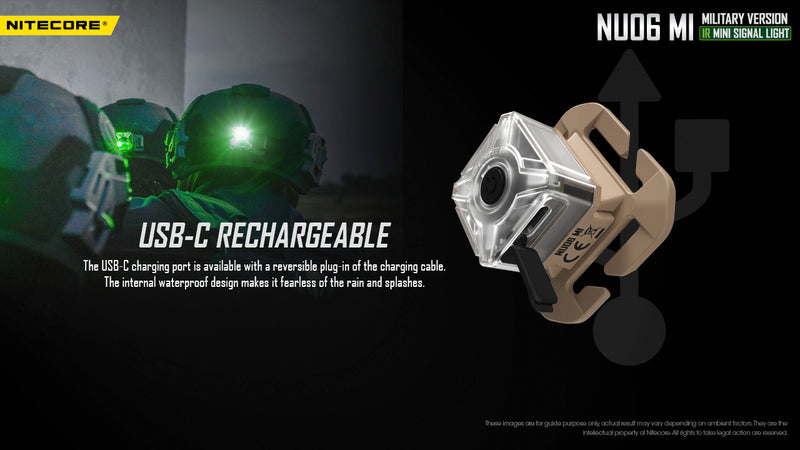 Nitecore NU06 MI Military Mini IR Signal Light USB-C Rechargeable Blue, Green, Red, Infrared LEDs