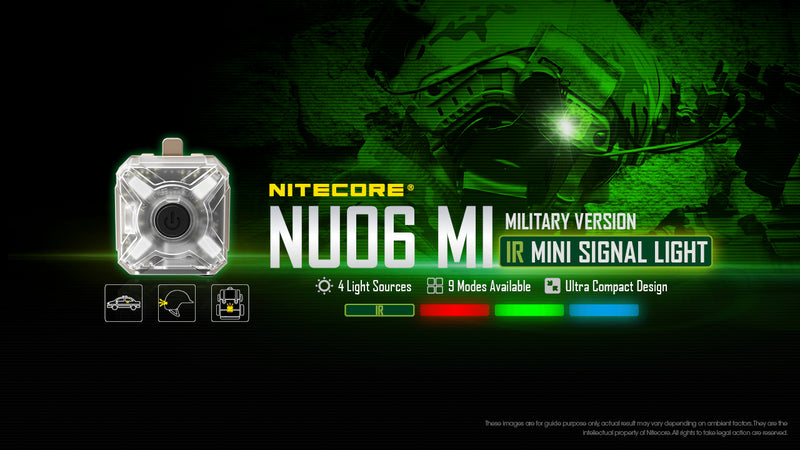 Nitecore NU06 MI Military Mini IR Signal Light USB-C Rechargeable Blue, Green, Red, Infrared LEDs