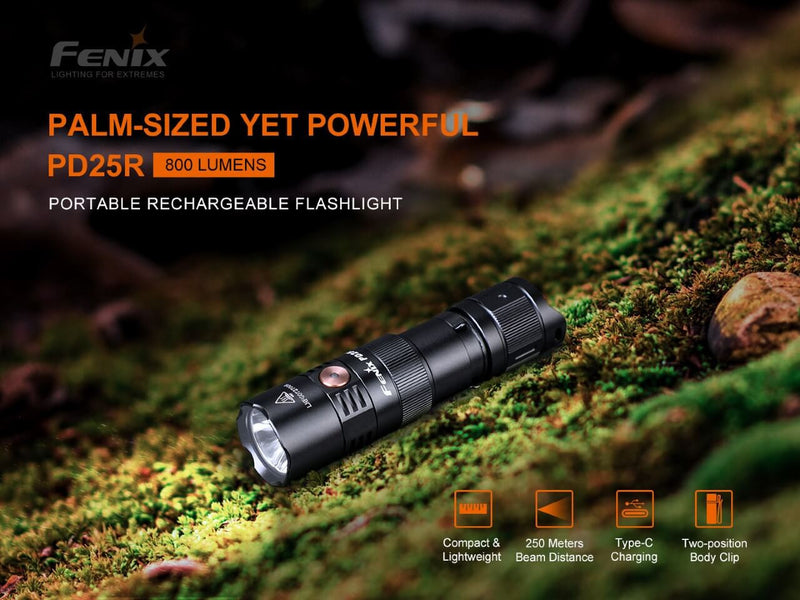 Fenix PD25R EDC Flashlight USB-C Rechargeable 800 Lumens