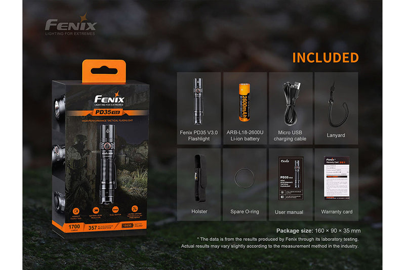 Fenix PD35 V3.0 1700 Lumen EDC Flashlight 1 * 18650 USB-C Rechargeable Battery Included