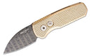 ProTech 5111-D Runt 5 Textured Bronze AL Handle Mosaic Button Chad Nichols Damascus Blade