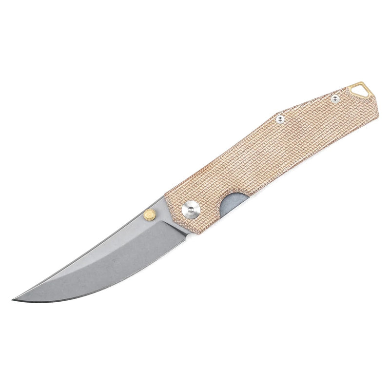 Giant Mouse Clyde Natural Canvas Handles w/ Brass Hardware 3in Elmax Steel Blade