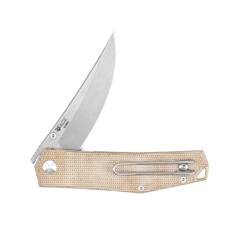 Giant Mouse Clyde Natural Canvas Handles w/ Brass Hardware 3in Elmax Steel Blade