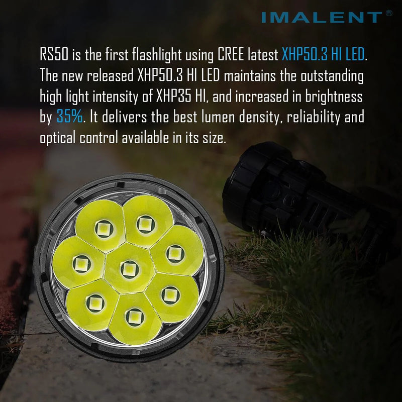 Imalent RS50 20000 Lumen Rechargeable Flashlight (8 * CREE XHP50.3 HI LEDs)