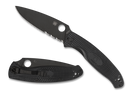 Spyderco Resilience C142PSBBK Folding Knife 4.25in 8Cr13MoV Black Blade - Partially Serrated