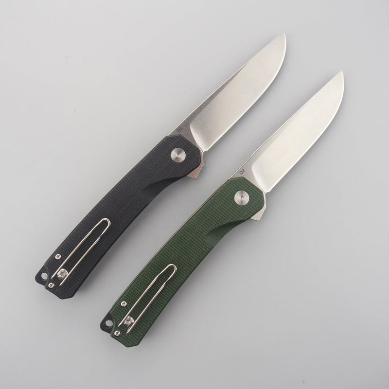 QSP XL Osprey Button Lock Folding Knife 3.65in D2 Steel Micarta Handles - Green
