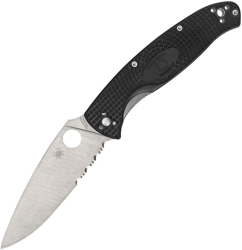 Spyderco Resilience Lightweight 4.20 in Partially Serrated 8Cr13MoV Blade Black Handle