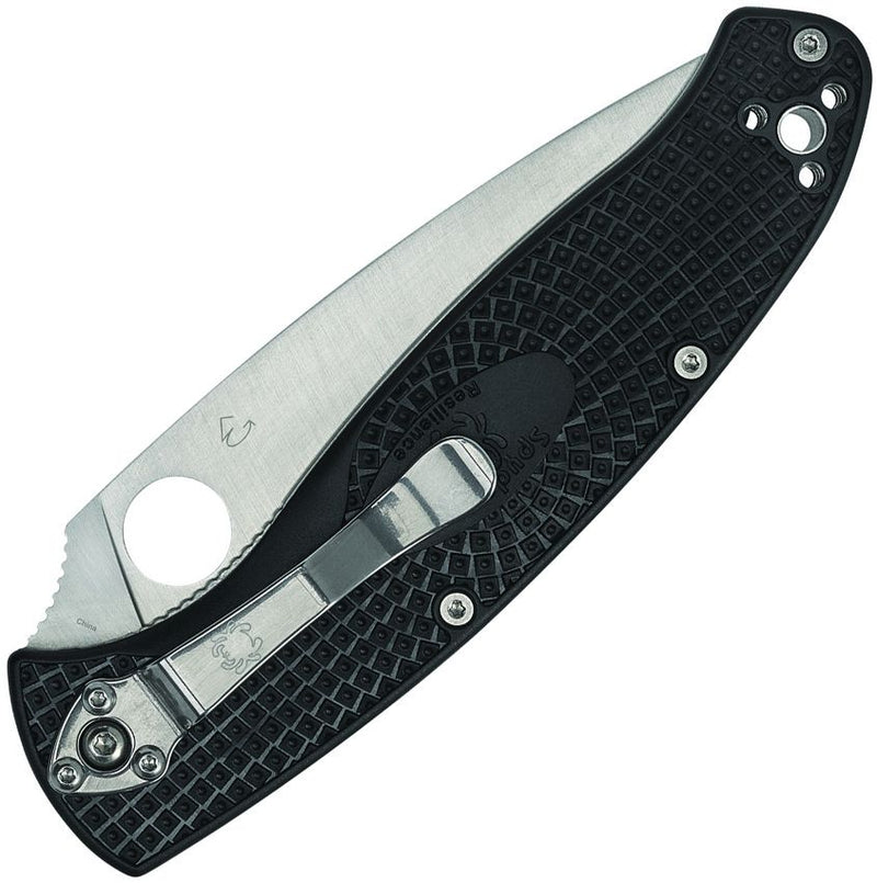 Spyderco Resilience Lightweight 4.20 in Partially Serrated 8Cr13MoV Blade Black Handle