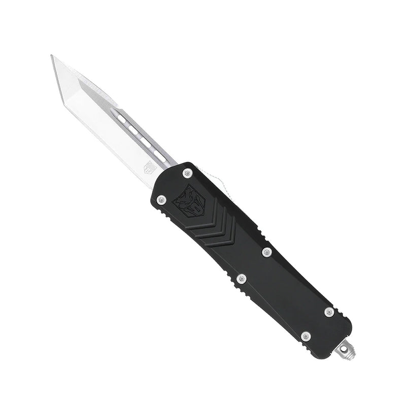 CobraTec FS-X Medium Dual Action Knife Black Aluminum Handles 3in Tanto D2 Steel Blade