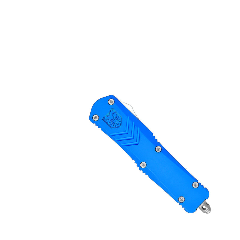 CobraTec FS-X Medium Blue OTF Knife - D2 Steel 3in Drop Point Blade