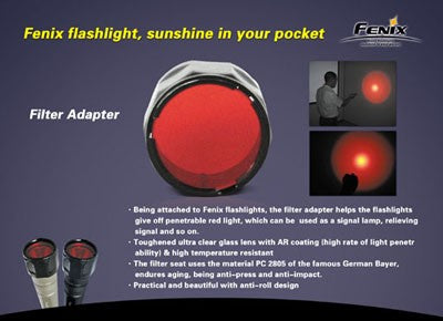 Fenix Flashlight Red Filter Adapter AD302-R - Large FOR TK11, TK12