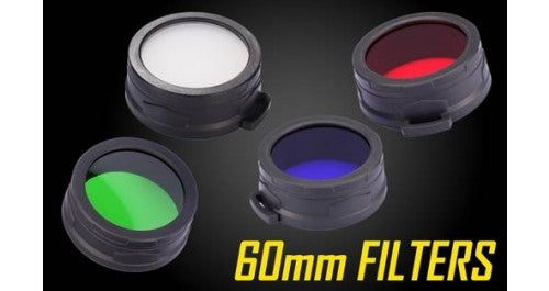 NITECORE 60MM FILTERS RED, BLUE, GREEN, WHITE(DIFFUSED) FOR MH41, ,MH40GT AND TM15