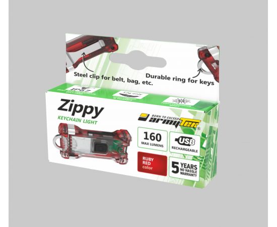 Armytek Zippy Red / 160 lm / 60°:110° / IP67 standard / built-in Li-Pol battery