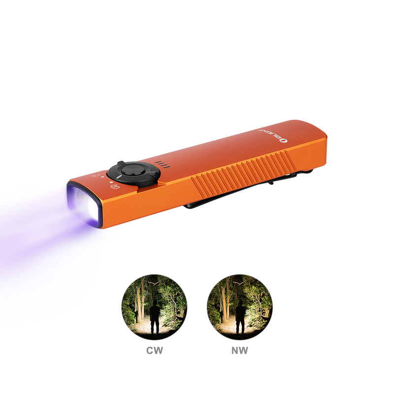 Olight Arkfeld UV 1000 Lumen EDC Rechargeable Flashlight - Orange