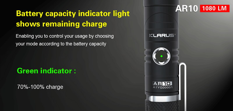 10w rechargeable and zoomable cree xlamp xm-l2 led flashlight Klarus AR10 1x 18650 1080 Lumens CREE XM-L2 U2 LED Flashlight