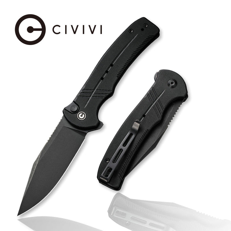 Civivi Cogent C20038D-1 Folding Knife 3.47" 14C28N Steel Blade Black G10 Handle