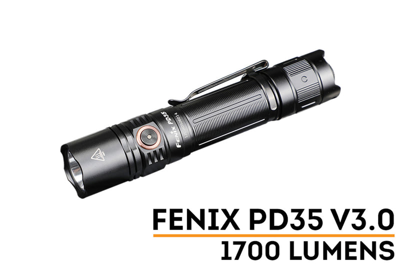 fenix 18650 flashlight PD35 V3.0 Tactical ion battery with convenient inner waterproof USB Type Fenix PD35 V3.0 Flashlight Black