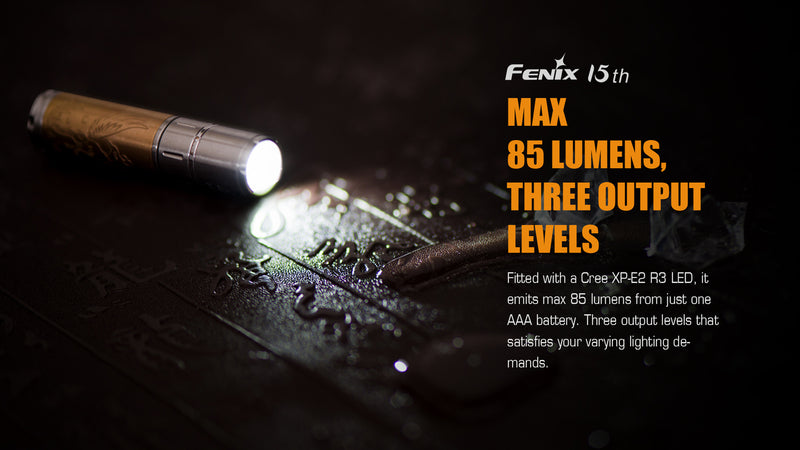 edisonbright fenix 2015 led flashlight Fenix F15 Anniversary Edition 85 Lumen 1 x AAA Cree XP-E2 R3 LED Flash