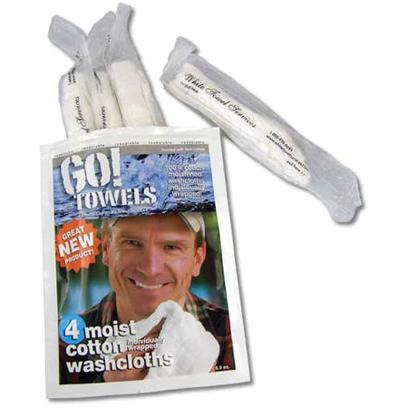 Go Towels Moistened Washcloths - 4 Pack